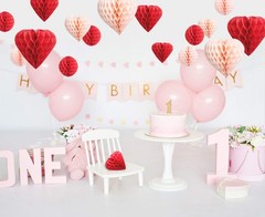 16 Pack Red Blush Pink Valentines Day Decorations Pom Pom Heart Tissue Paper