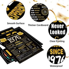 Turypaty 50th Birthday Decorations for Men 11.4 x 9.4 inches, Black Gold