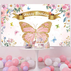 Butterfly Birthday Party Backdrop Decorations Pink and Purple Butterfly Theme Pa