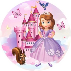 Round Princess Sofia Cover Backdrop Photo Background Birthday Party Decoration
