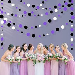 46Ft Circle Dots Garlands Black Purple and White Polka Dot Hanging Purple Black