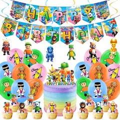 Stumble guys Birthday Party Decor Supplies Balloons Banner Cake Toppers Kids
