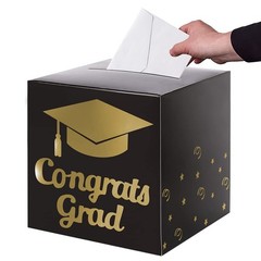 Graduation Card Box Holder, Congrats Grad 8.5 x x inches, Black