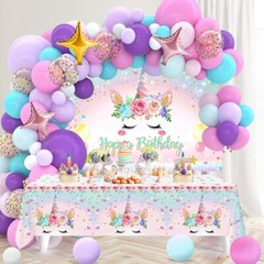 118Pcs Unicorn Birthday Decoration Set – Backdrop, balloons, Table Cloth