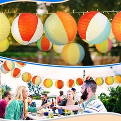 Frienda 6 Pcs Summer Pool Party Decorations Beach Ball Paper Lanterns Colorfu…