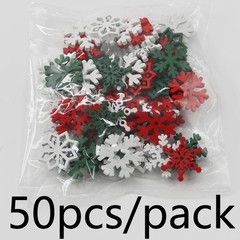 (50 Pieces/pack) 23mm Christmas Snowflake Wood Chips Colorful Diverse New Year’s