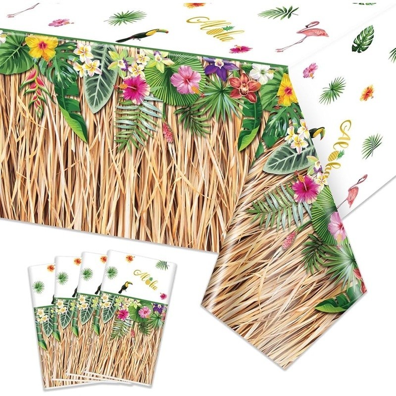 Hawaiian Luau Tablecloths Tropical Grass Skirt Design Party Decorations 51x86in