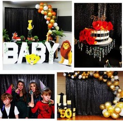 Black Sequin Backdrop Curtains, 2 Panels 2FTx8FT Glitter Photo Booth Backdrop