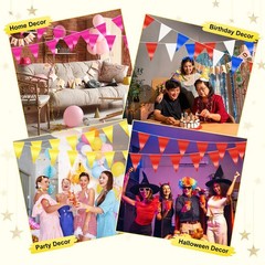 4-Pack 10m/32.8FT Triangle Pennant Banner Flag Metallic Fabric Bunting Party …