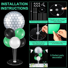 Golf Party Balloons Stand Kit 2 Sets Silver Green Black White Balloons Centerpie
