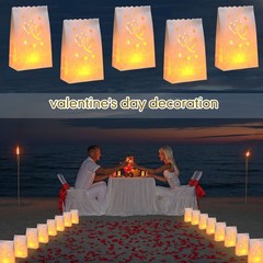 100 Pcs White Luminary Bags Christmas Luminary Lantern Candle Bag Flame Resis…