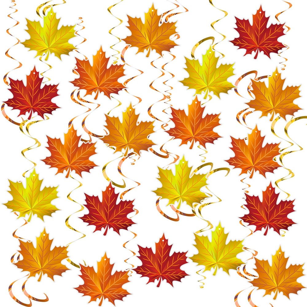 36 PCS Fall Leaves Hanging Swirls Decorations Thanksgiving Ceiling Decor