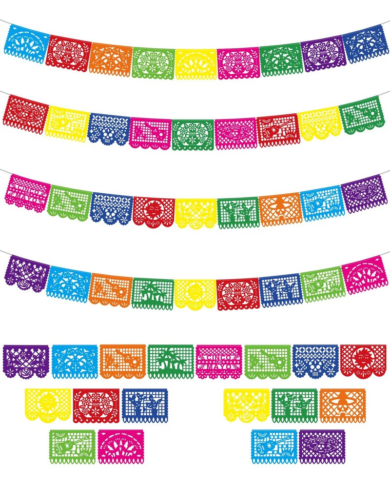 72 FT Fiesta Party Decorations, 4 Pack Cinco De Mayo Banner, Large Plastic Pa…