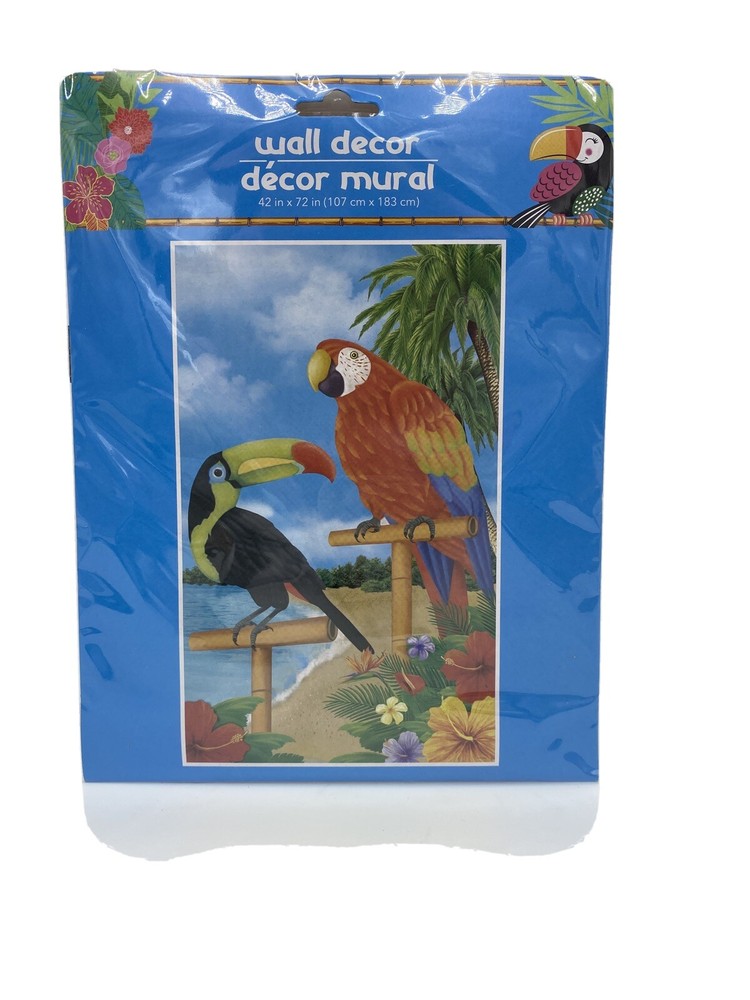 NEW Tropical Birds Beach Wall Mural 42×72” Luau Summer Party Photo Backdrop