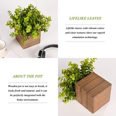 Vlorart Small Fake Plants, 2Pack Mini Potted Artificial Plastic Boxwood Fern