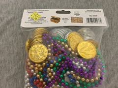 Beistle Creation Treasure Loot Beads & Coins & Pirate Award Ribbon