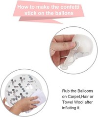 50 Pack White Silver Confetti Balloons 12 Inch Metallic Party Decor Ribbon
