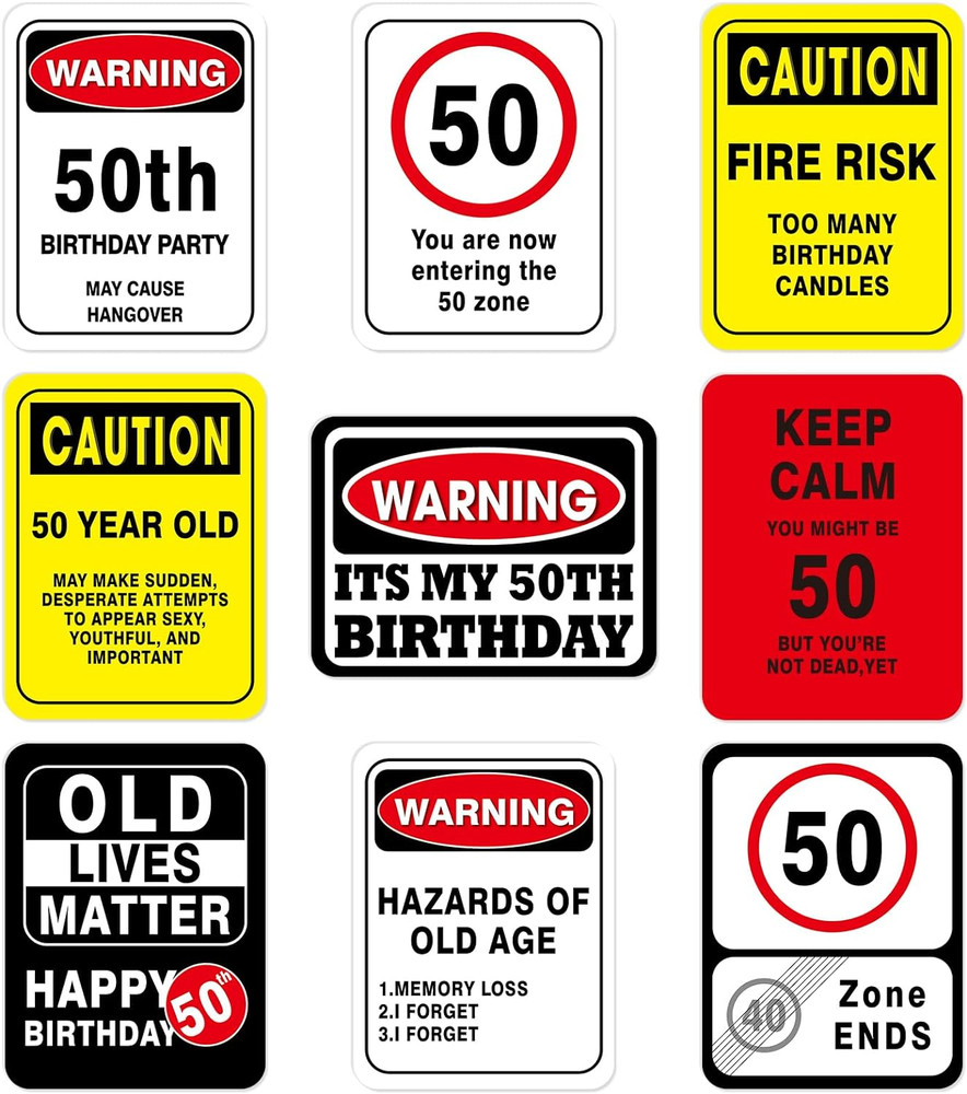 50Th Birthday Party Decorations – 9PCS Wall Signs Funny Tags for 50 Years Old