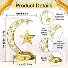MorningRo Ramadan Decorations Plastic Eid Mubarak Table Decoration Moon Gold