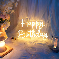 Happy Birthday Neon Sign – Dimmable Wall Light for Party Decor, 16.5×11.89