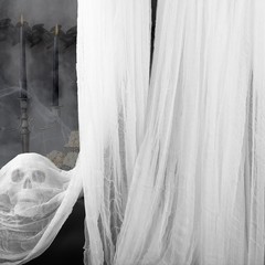 «400»» X 85″» Halloween Creepy Cloth Decoration, Large White Spooky Fabric Cloth