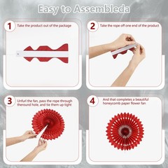 20 PCS Silver Grey Hanging Paper Fan Decorations for Wedding Birthday Party