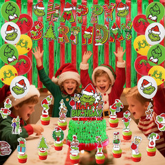 208Pcs Green Monster Christmas Party Decoration,Holiday Decorations for Families