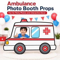4.3ft Ambulance Cardboard Cutout Photo Booth Props Large Cardboard Plastic St…