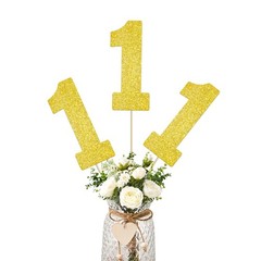 12 PCS Gold Glitter Number 1 Centerpiece Sticks 1st Birthday Anniversary