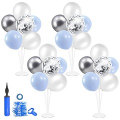 4Set Light Blue Silver Balloon Stand Table Centerpieces Party Decor