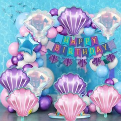 9 Pcs Seashell Balloons Multi-color Shell Balloon Ocean Balloons for Baby Sho…