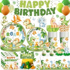 201Pcs Dinosaur Birthday Decorations Tableware Set Serve 25, Dinosaur Decorat…
