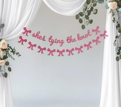She’s Tying The Knot Banner & Pink Glitter Pink Bow Bunting Garland – Coquett…