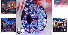 Memory & Timer Function – Red White Blue Memorial Day Lights