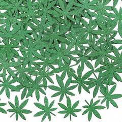 100 Pieces Green Glitter Weed Leaf Paper Confetti Green Leaf Confetti Pot Lea…