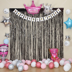 3 Pack New Years Decorations Wavy Black Tinsel Foil Fringe Curtains Party Backdr