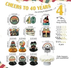 47Pcs 40Th Birthday Decorations for Men Women, PRE-STRUNG Vintage 1986 Banner Pa