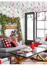 Christmas Hanging Swirls Strings Xmas Party Decoration Ceiling Wall Spiral Santa