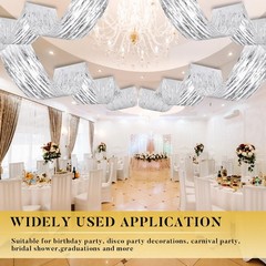 4 PCS 15ft Silver Metallic Foil Ceiling Fringe Curtains Graduation Party Decor