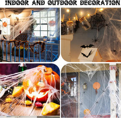 1200 Sqft Halloween Spider Webs and 120Pcs Fake Bats and 50Pcs Fake Spiders Supe