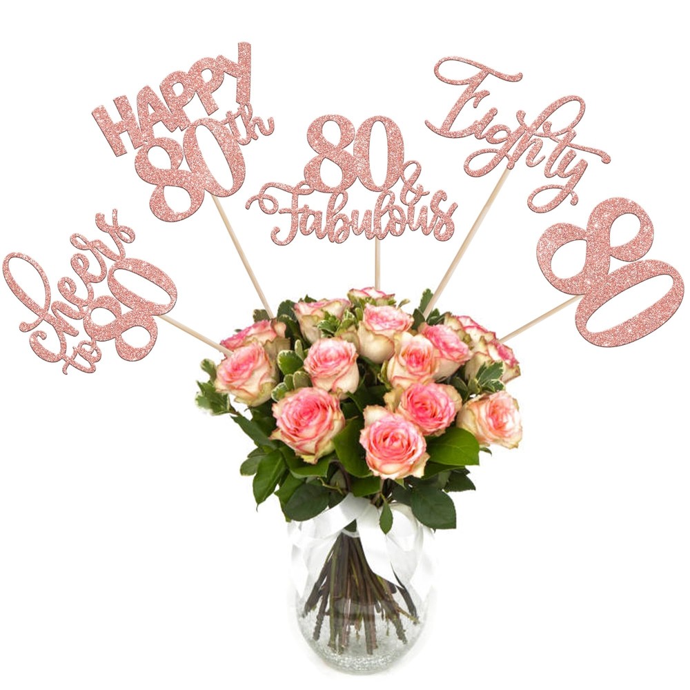 15-Pack Glitter 80th Birthday Centerpiece Sticks Cheers to 80 Years Decor
