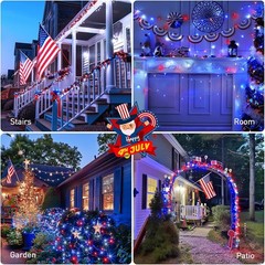 Memory & Timer Function – Red White Blue Memorial Day Lights