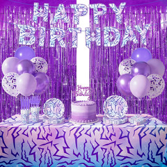 143Pcs Demon Themed Hunters Birthday Tablecloth Decorations, Kpop Party Supplies
