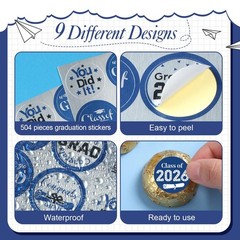 504 Pieces 2026 Graduation Stickers Congrats Grad Senior Class of 2026 Party …