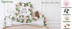 4Pcs 31Ft Artificial Rose Vine Fake Flower Garland Floral Garland Faux Silk