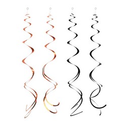 24 Pack Orange Black Hanging Swirl Decorations Plastic Streamers Foil Swirls