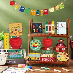 19 Pcs Back to School Decorations Back to School Tiered Tray Decor Fun Appreciat