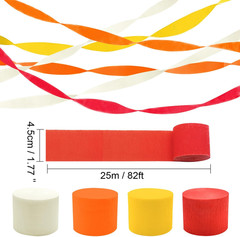 Fall Party Supplies, 4 Rolls Yellow Beige Orange Red Crepe Paper Streamers for F