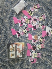 Minnie Mouse Disney Birthday Party Paper Cupcake Toppers Pink Black White