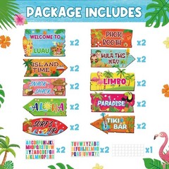 20 Pieces Luau Party Decorations Hawaiian Party Welcome Sign Summer Tropical Par